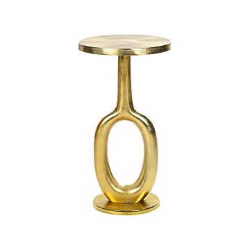 Side Table Gold Metal Aluminium Top Distressed Design Retro Home Decor Beliani