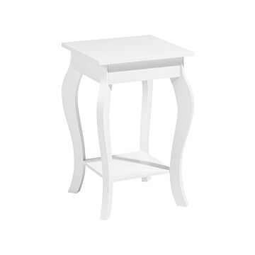 Side Table White With Storage Shelf Ornate Cabriole Legs Vintage Beliani