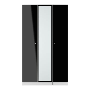 Yarmouth Tall Triple Mirrored Wardrobe In Black & White