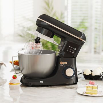 Homcom 1300w Kitchen Stand Mixer, With Accessories - Black