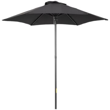 Outsunny Parasols Umbrellas 2m Patio Outdoor Sun Shade With 6 Sturdy Ribs For Balcony, Bench, Garden, Black