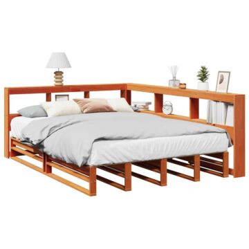 Vidaxl Bookcase Bed Without Mattress Wax Brown 140x200cm Solid Wood Pine