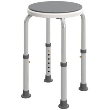 Homcom 360° Swivel Shower Chair, Height Adjustable Aluminium Shower Stool With Non-slip Feet For Disabled, Elderly, Grey