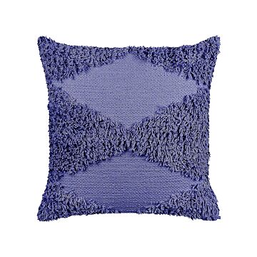 Decorative Cushion Violet Cotton 45 X 45 Cm Geometric Pattern Boho Decor Accessories Beliani
