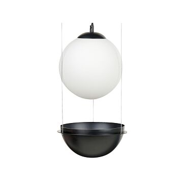 Pendant Lamp Black Glass Shade Round Globe Shape Hanging Light Beliani