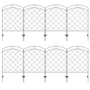 Outsunny Decorative Garden Fencing, 43in X 11.4ft Outdoor Picket Fence Panels, 8pcs Rustproof Steel Wire Landscape Flower Bed Border Edging