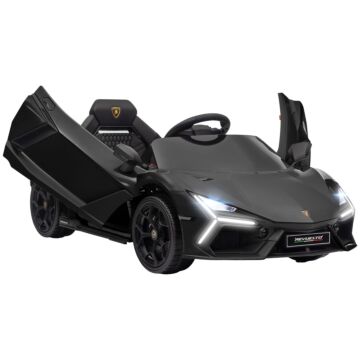 Aiyaplay Lamborghini Revuelto Licensed 12v Ride On Car W/ Butterfly Doors Training Wheels, Suspension, Remote Control Black | Aosom Uk