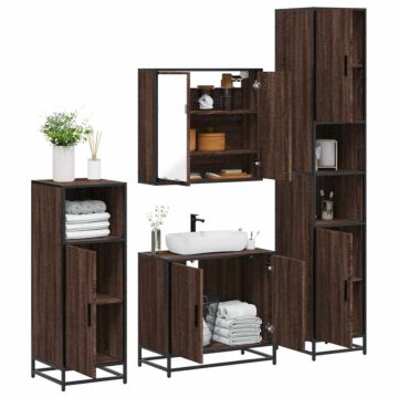 Vidaxl 4 Piece Bathroom Furniture Set Brown Oak Engineered Wood