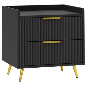 Homcom Elegant Two-drawer Bedside Table - Black