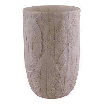 Cement Embossed Leaf Vase, 21.5cm