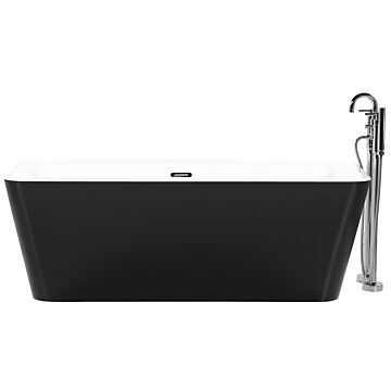 Bathtub Black Sanitary Acrylic Oval Single 170 X 80 Cm Minimalist Design Beliani
