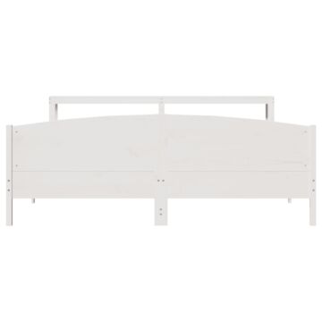 Vidaxl Bed Frame With Headboard White 200x200 Cm Solid Wood Pine