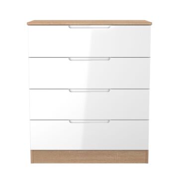 Milan 4 Drawer Chest In White & Bardolino Oak