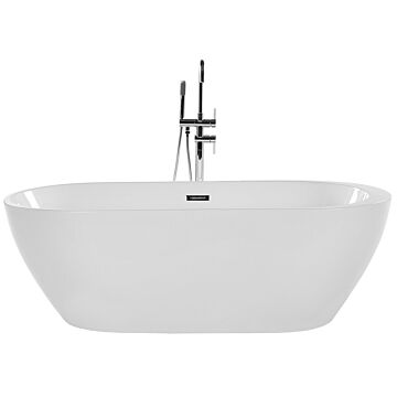 Bath White With Silver Sanitary Acrylic Single 170 X 80 Cm Freestanding Modern Beliani