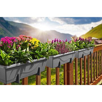 Gardenico - Self-irrigating Planter For Balconies 600mm - Stone Grey - Triple Pack