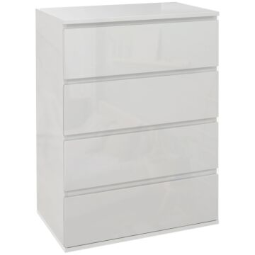 Homcom High Gloss Chest Of Drawers, 4-drawer Storage Cabinets, Modern Dresser, Storage Drawer Unit For Bedroom