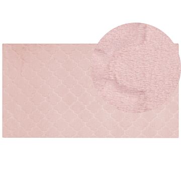 Faux Rabbit Fur Rug Pink Artificial Polyester Fur 80 X 150 Cm Soft Shaggy High Pile Trellis Pattern Rug Beliani