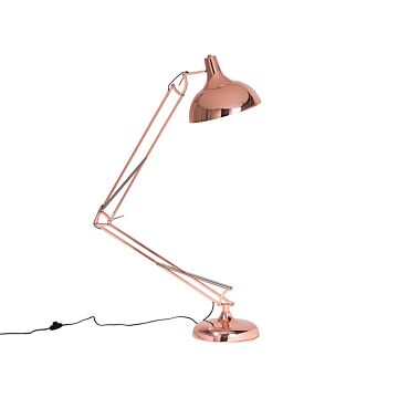 Floor Lamp Copper Metal 175h Cm Swing Extending Arm Foldable Industrial Modern Beliani