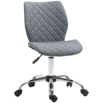 Vinsetto Mid Back Swivel Chair W/360° Swivel Height, Thick Sponge Padded, Adjustable Home Office Linen Fabric Grey