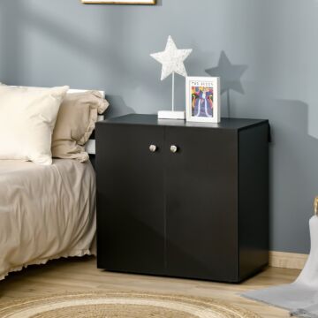 Homcom Storage Cabinet W/ Two Shelves Wooden Sideboard Freestanding Kitchen Cupboard Bookcase - Black