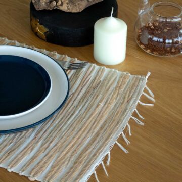 Water Hyacinth Natural Placemat - Natural Tiger With Fringe