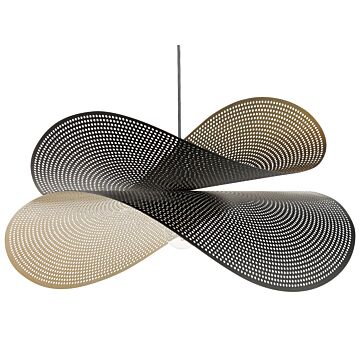 Pendant Lamp Black And Gold Metal Curved Shade Perforated Accent Pendant Light Beliani