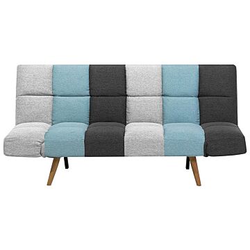 Sofa Bed Multicolour Fabric Upholstered 3 Seater Reclining Backrest Square Quilted Beliani