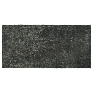 Shaggy Area Rug Dark Grey Cotton Polyester Blend 80 X 150 Cm Fluffy Dense Pile Beliani