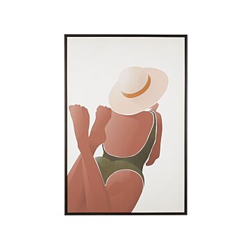 Framed Canvas Wall Art Brown And White Women Print Female Body 63 X 93 Cm Contemporary Design Modern Wall Décor Beliani