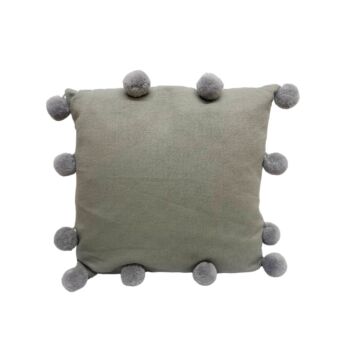 Grey Square Pompom Cushion