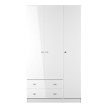 Yarmouth Tall Triple 2 Drawer Wardrobe In White