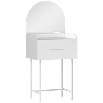 Homcom Dressing Table With Arched Mirror And 3 Drawers - White