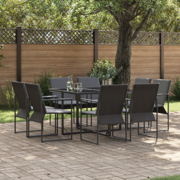 Vidaxl 10 Piece Garden Dining Set With Cushions Steel And Textilene