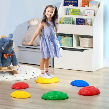 Zonekiz 6pcs Kids Stepping Stones With Non-slip Mats, Balance River Stones Sensory Toys For 3-8 Years Old