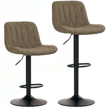 Homcom Set Of Two Linen-look Bar Stools - Brown