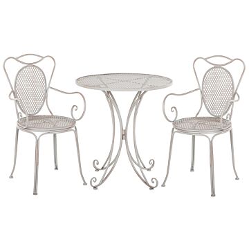 Bistro Set Grey Table 2 Chairs Shabby Chic French Beliani