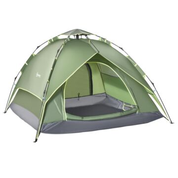 Outsunny Three Man Pop Up Tent Camping Festival Hiking Family Travel Shelter Portable