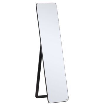 Homcom Full Length Mirror, Free Standing Or Wall Hanging, Tall Full Body Mirror For Bedroom, Hallway, Black