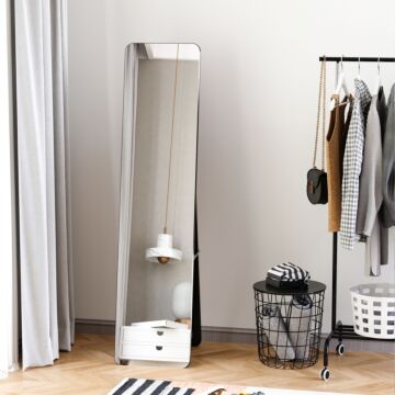 Homcom Full Length Mirror, Free Standing Or Wall Hanging, Tall Full Body Mirror, Black