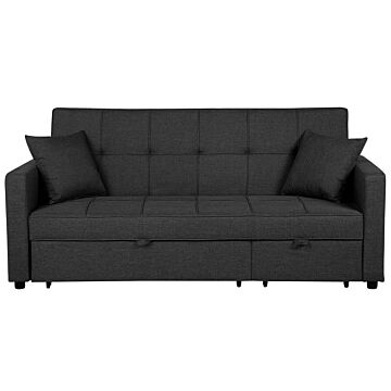 Sofa Bed Dark Grey Sleeping Function Modern Upholstered Beliani