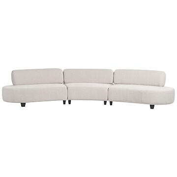 Curved Sofa Grey Linen Upholstery Adjustable Backrests 6 Seater Large Couch Half Round Modern Design Beliani