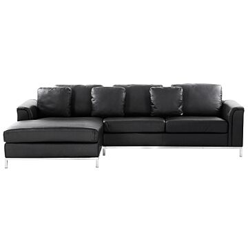 Corner Sofa Black Leather Upholstered L-shaped Right Hand Orientation Beliani