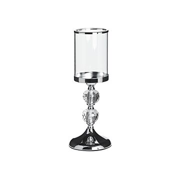 Hurricane Glass Candle Holder Clear 36 Cm Crystal Stand Beliani