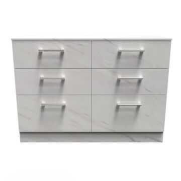 Devon 6 Drawer Midi Chest In Marble White