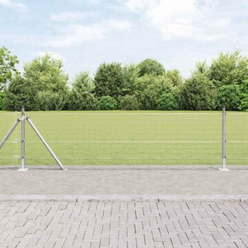 Vidaxl Welded Wire Fence With 13 Flanged Posts 0.4x100 M Galvanised Steel