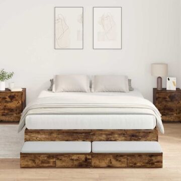 Vidaxl Storage Bed Frame Smoked Oak 150x200 Cm