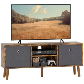 Homcom Tv Cabinet Stand Unit For Tvs Up To 50'' With Foldable Drawers, Entertainment Centre For Living Room Rustic Brown