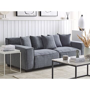 Sofa Corduroy Dark Grey Corduroy 3 Seater Comfortable Living Room Modern Retro Beliani