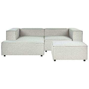 Modular Right Hand Sofa Grey Linen 2 Seater Sectional Corner Sofa With Ottoman Black Legs Modern Living Room Beliani
