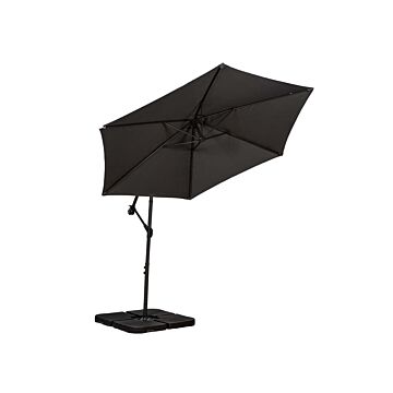Grey 3m Standard Cantilever Over Hanging Powder Coated Parasol With Cross Standthis Parasol Is Made Using Polyester Fabric Which Has A Weather-proof Coating & Upf Sun Protection Level 50